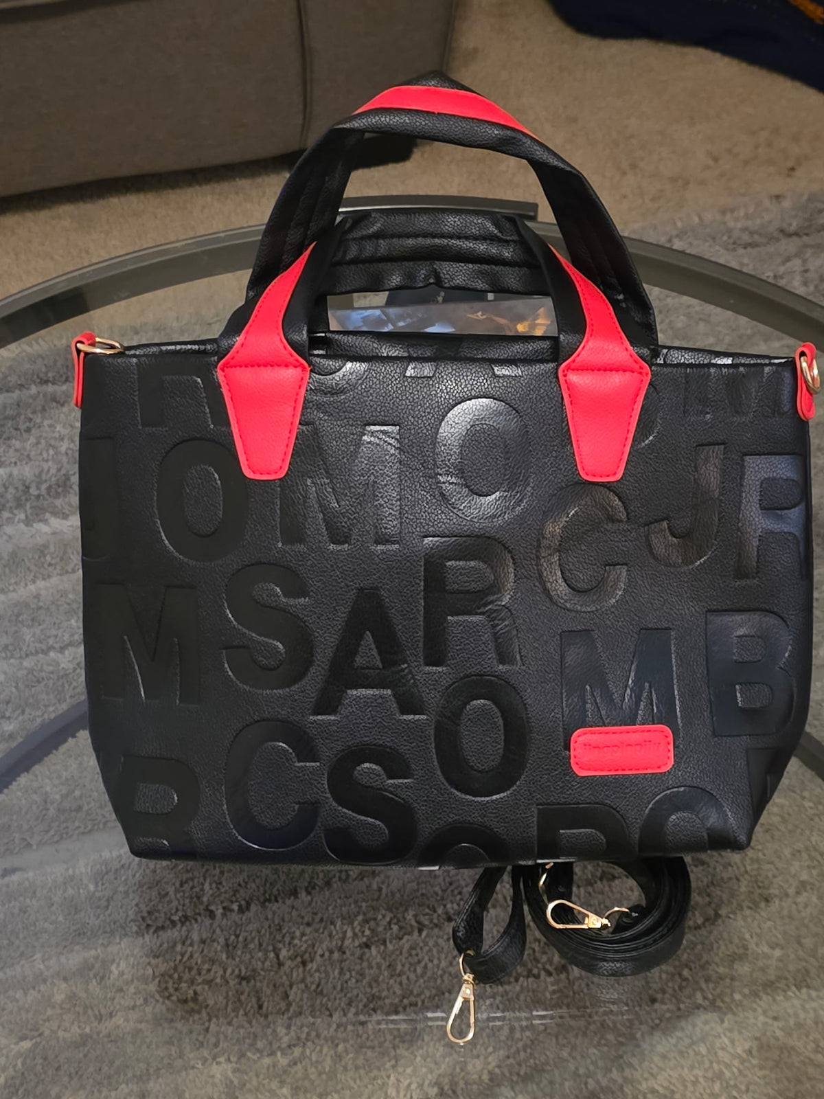 Milano Statement Mini Satchel — Black & Red