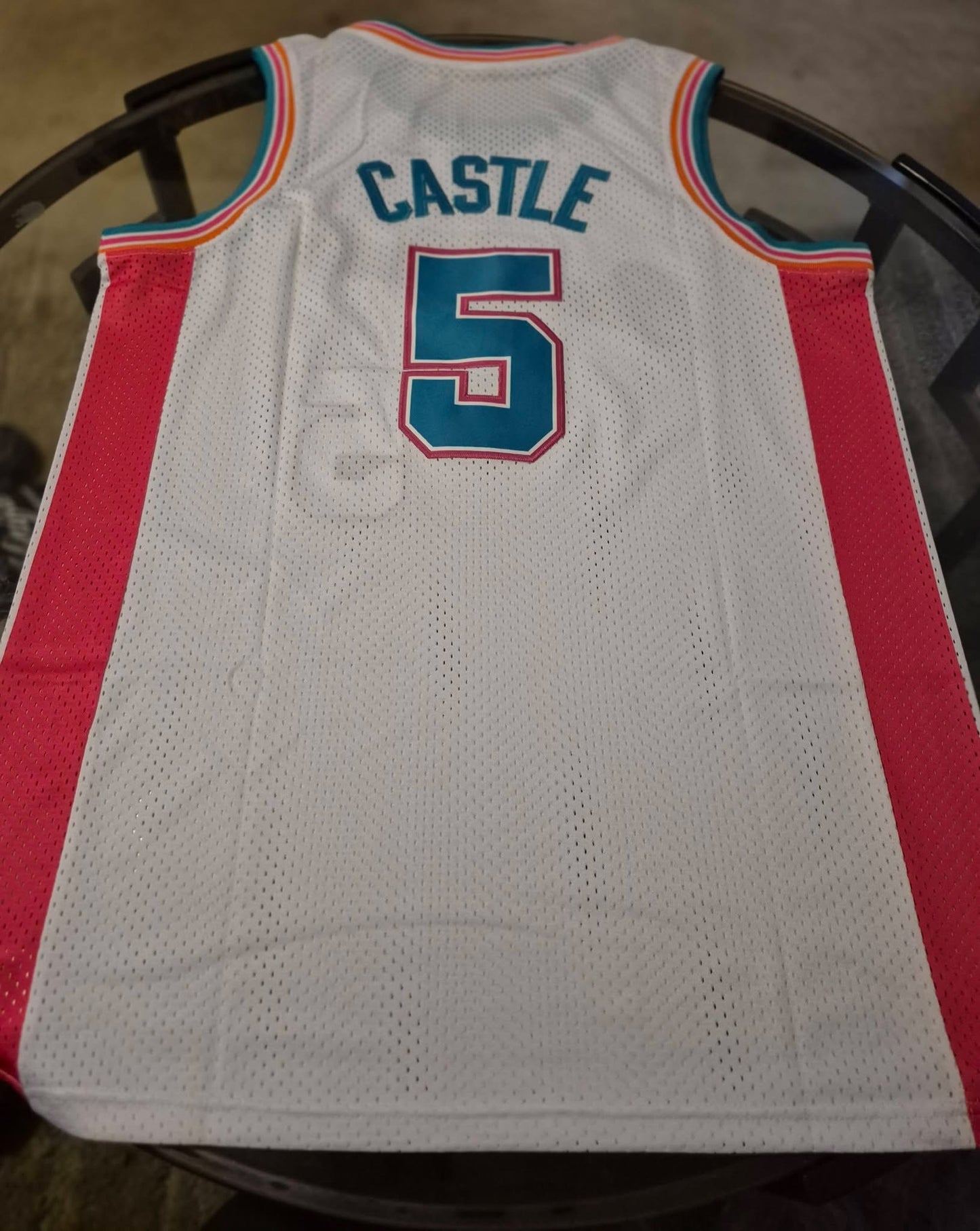 San Antonio / Castle 5 White Basketball Jersey