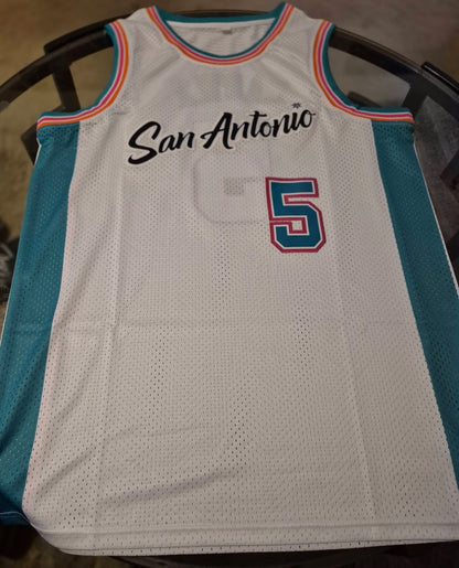 San Antonio / Castle 5 White Basketball Jersey