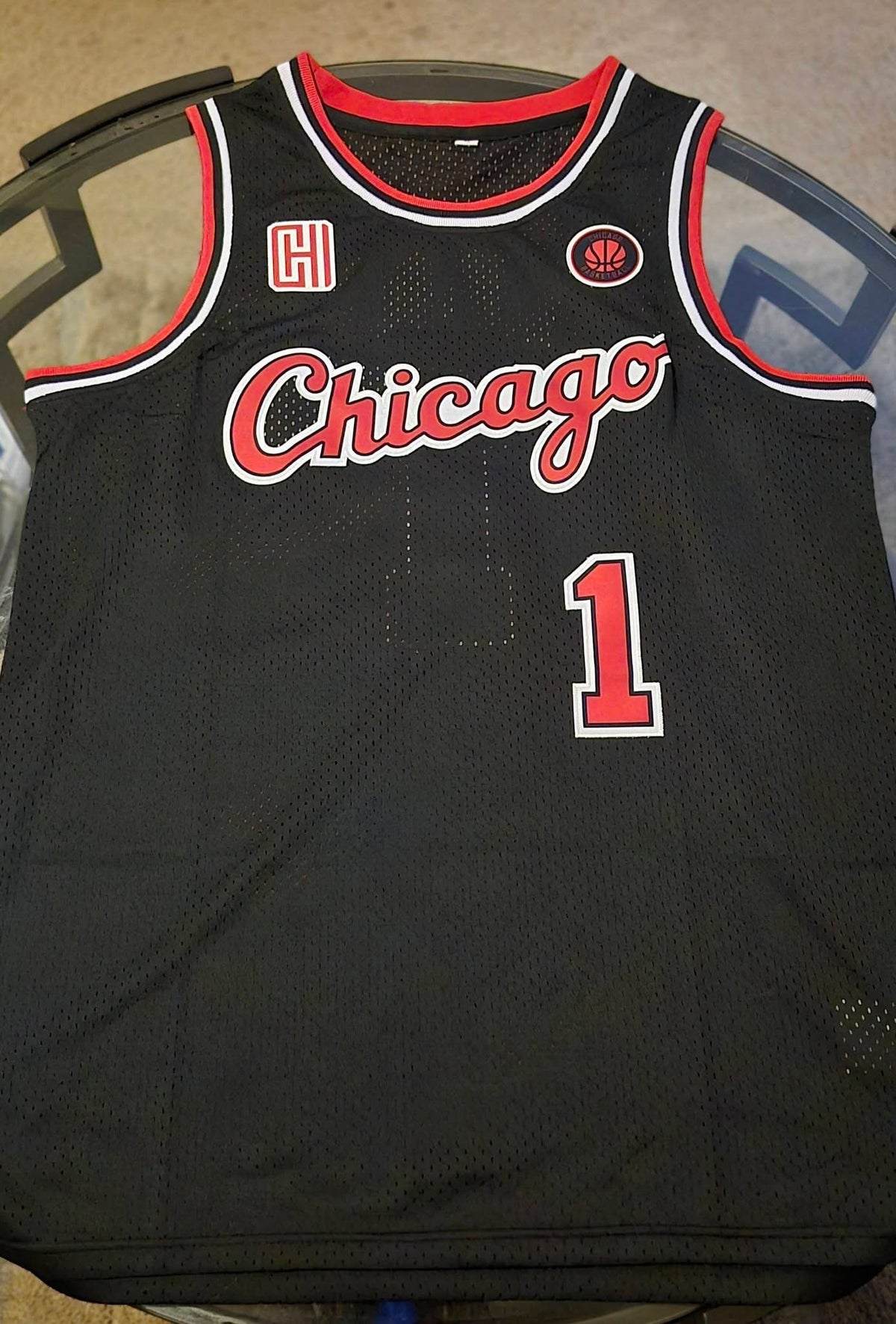 Chicago 1 Black Basketball Jersey